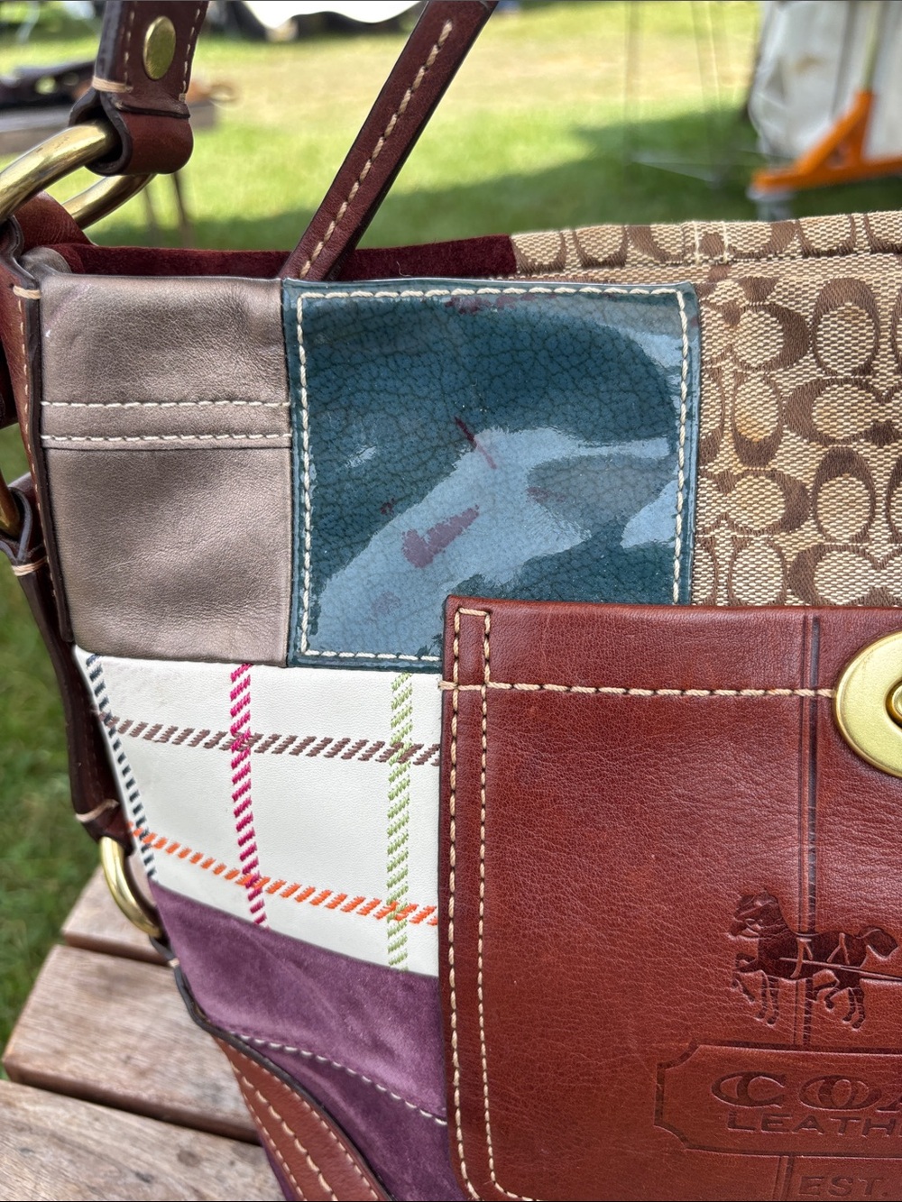 Coach Patchwork Shoulder Hobo in Multi-Tone Leather and Fabric - Picture 2 of 8